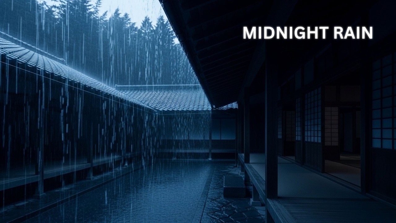 Rainy Japanese Garden at Night | Atmospheric Ambience for Sleeping