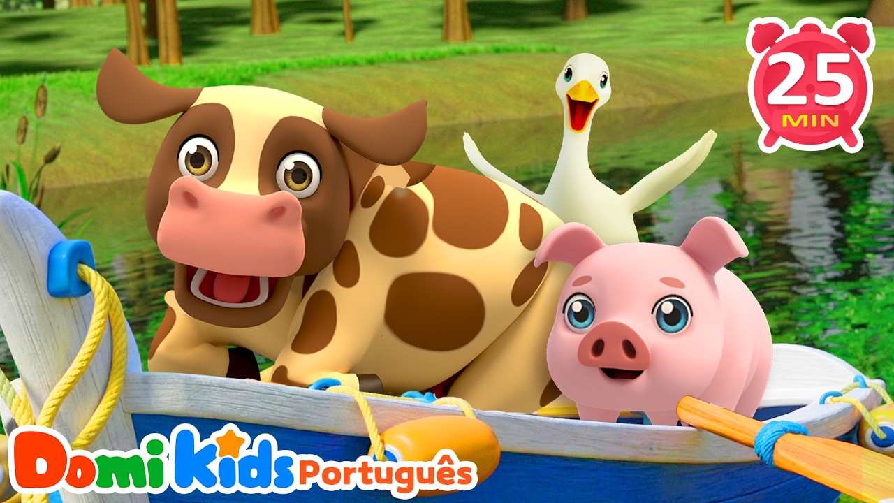 Rema Rema Rema Seu Barco 🌊| Canções Infantis Bilingues Divertidas | Domi Kids Festa dos Animais