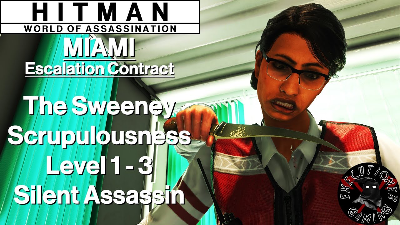 Hitman WoA: Miami - Escalation Contract - The Sweeney Scrupulousness Level 1-3 - Silent Assassin