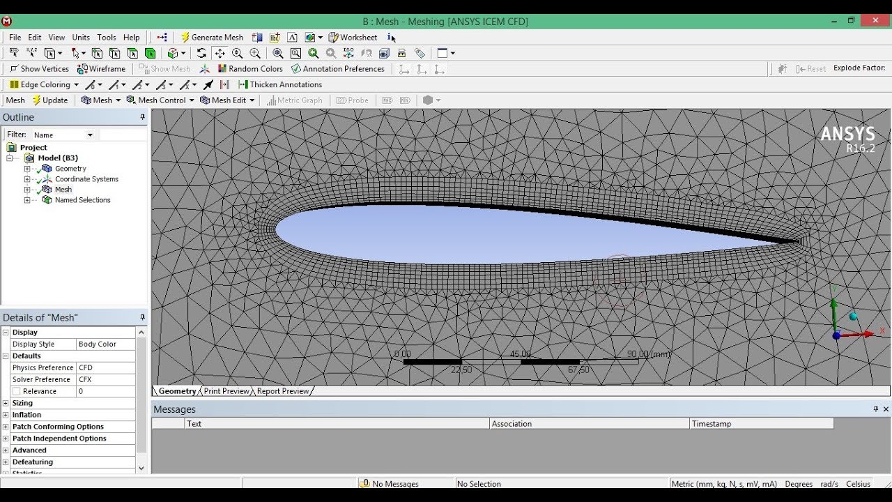 3.2. Создание сеточной модели в ANSYS Mesh для задачи аэродинамики крыла