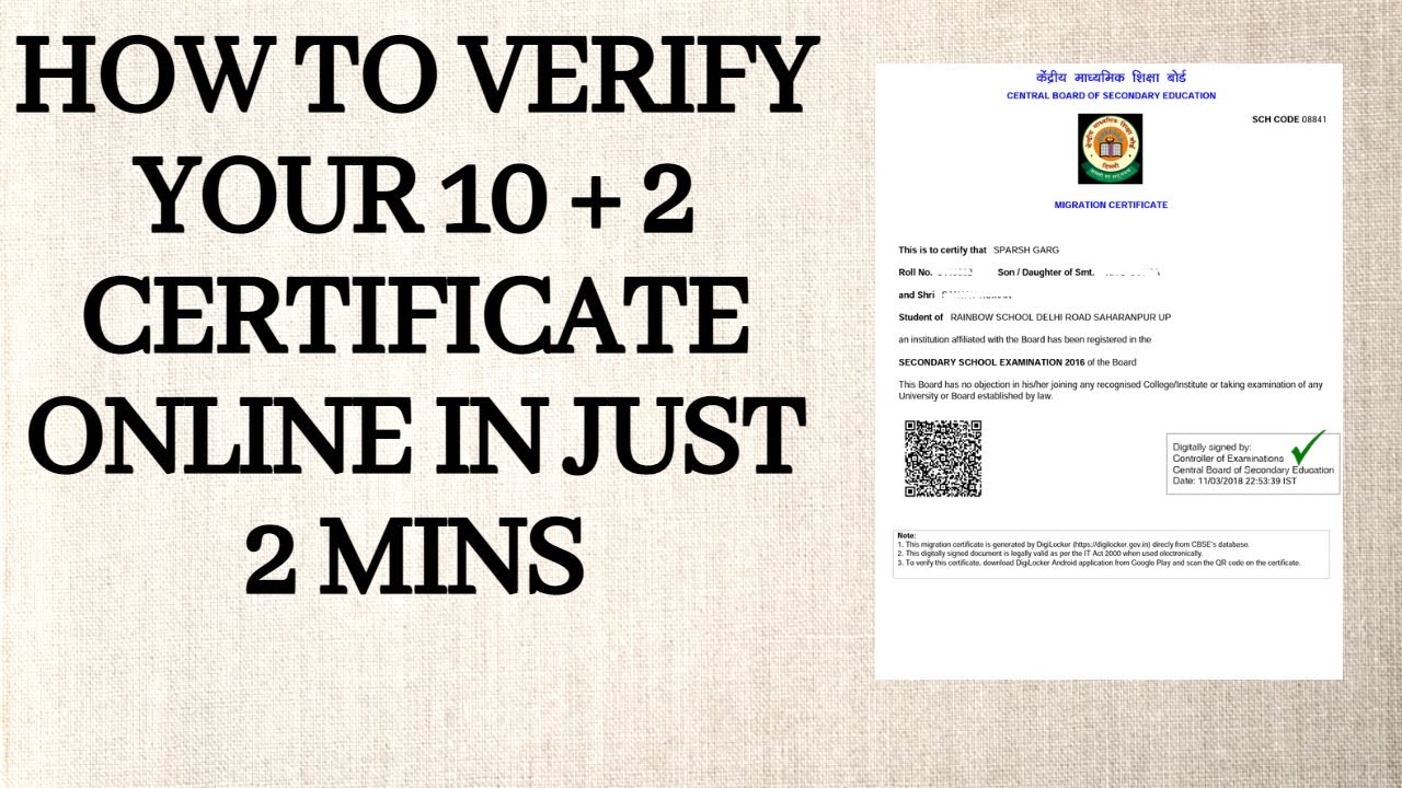 How to verify of 10+2 Certificate/Marksheet Online