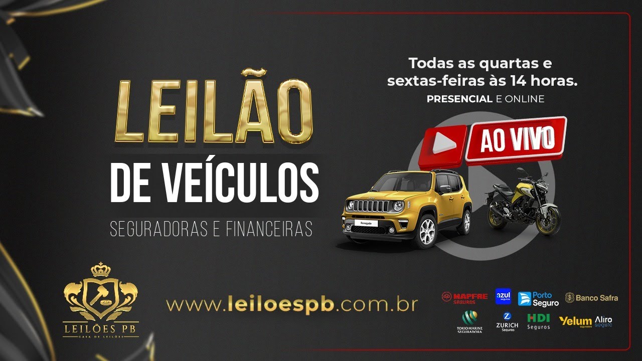 LEILÃO DE VEÍCULOS | LEILÕES PB, SEXTA, 20/03/2026