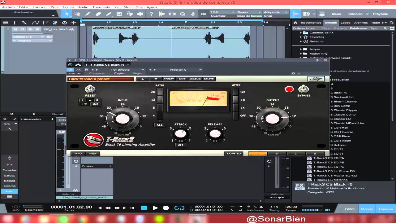 PreSonus Studio One 3.1.1 - 1ra Grabaci&oacute;n bus en toma de capas - compresor acci&oacute;n gr&aacute;fica - espa&ntilde;ol