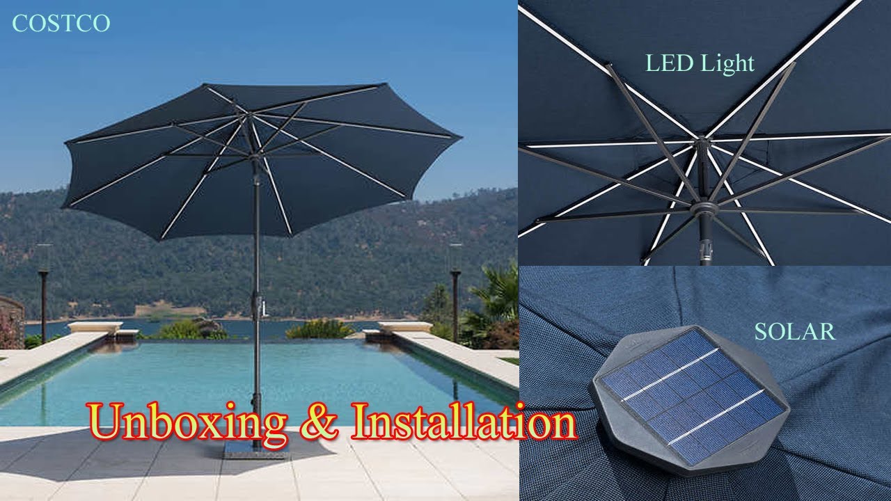 Sunvilla 10' Round Solar LED Market Umbrella | #costco #solar  #patioumbrella #patiofurniture