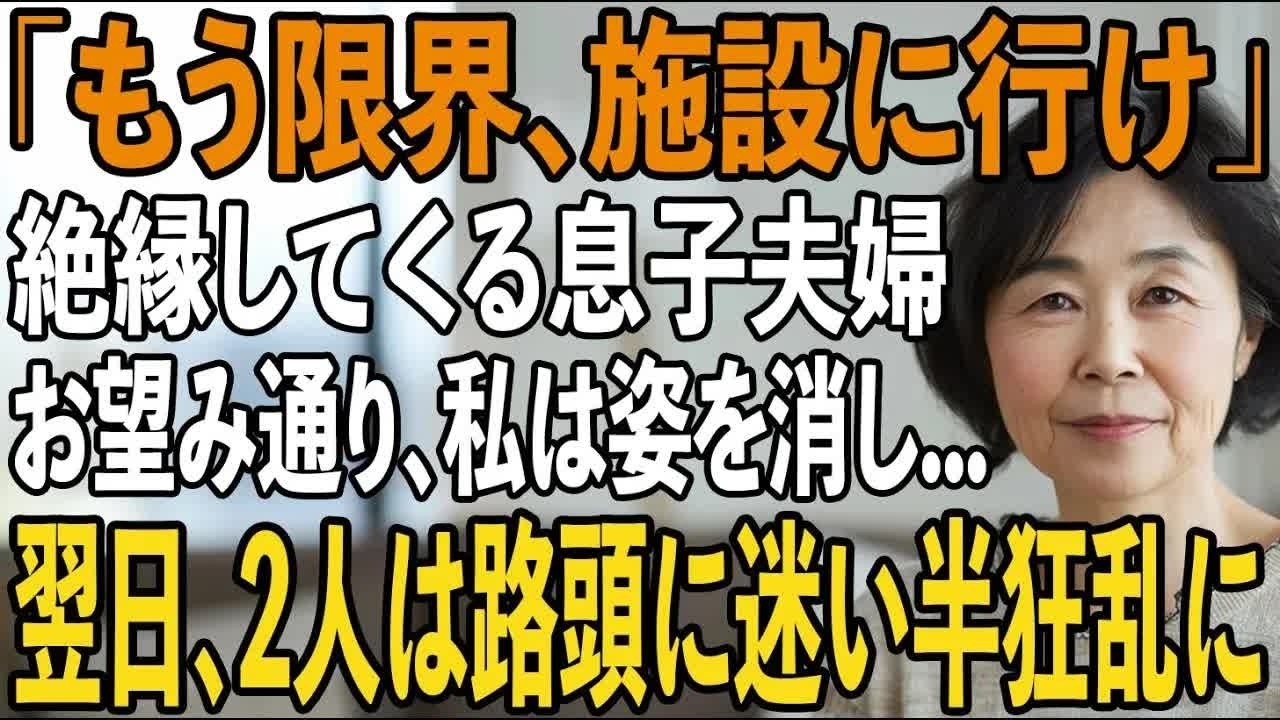 「施設に行け」息子夫婦に追い出された私。即座に家を出たら、翌日彼らは全てを失った。