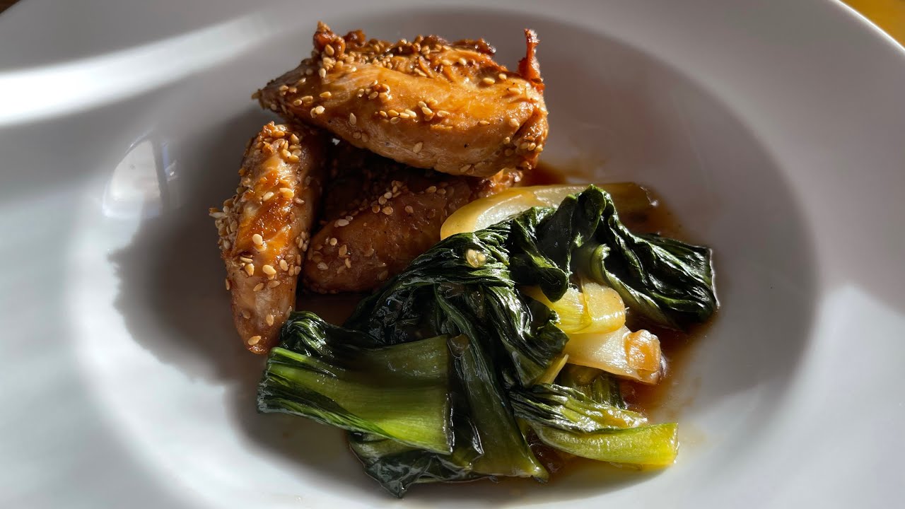 Pak Choi mit Sesam Hähnchen