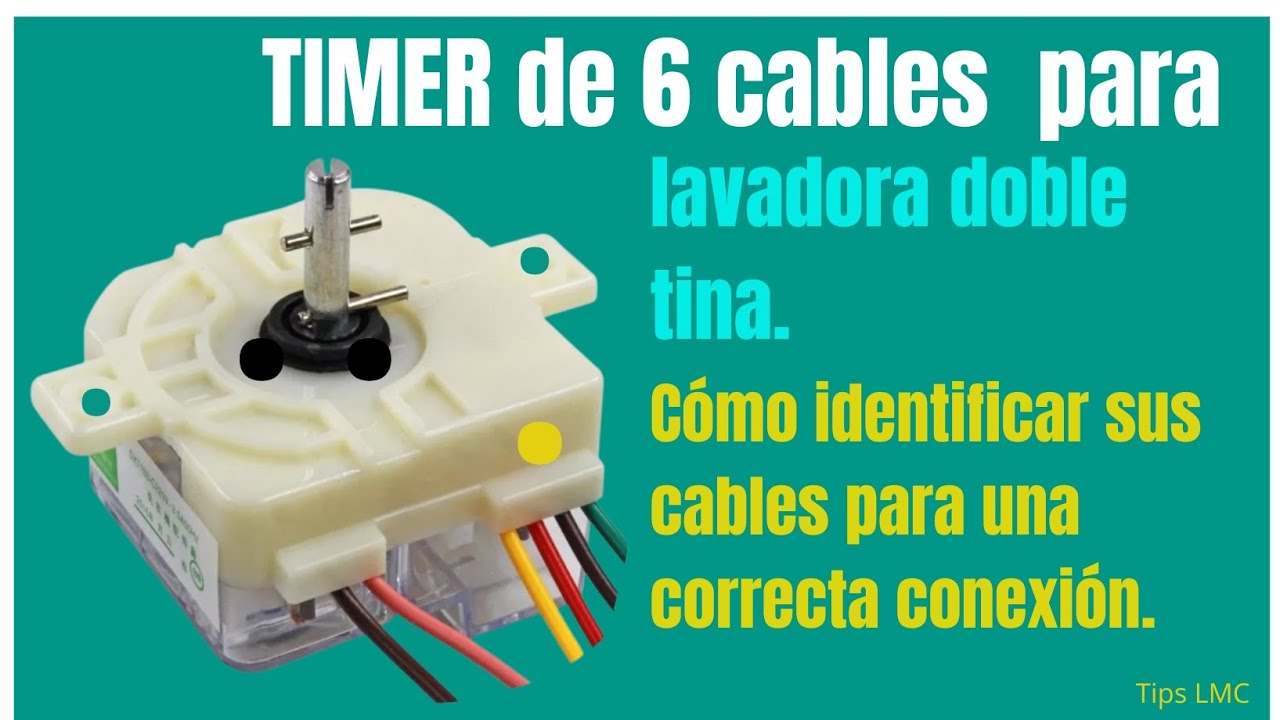 Cómo conectar TIMER de 6 cables para lavadora doble tina. Hallar conexión timer 6 cables lavadora.