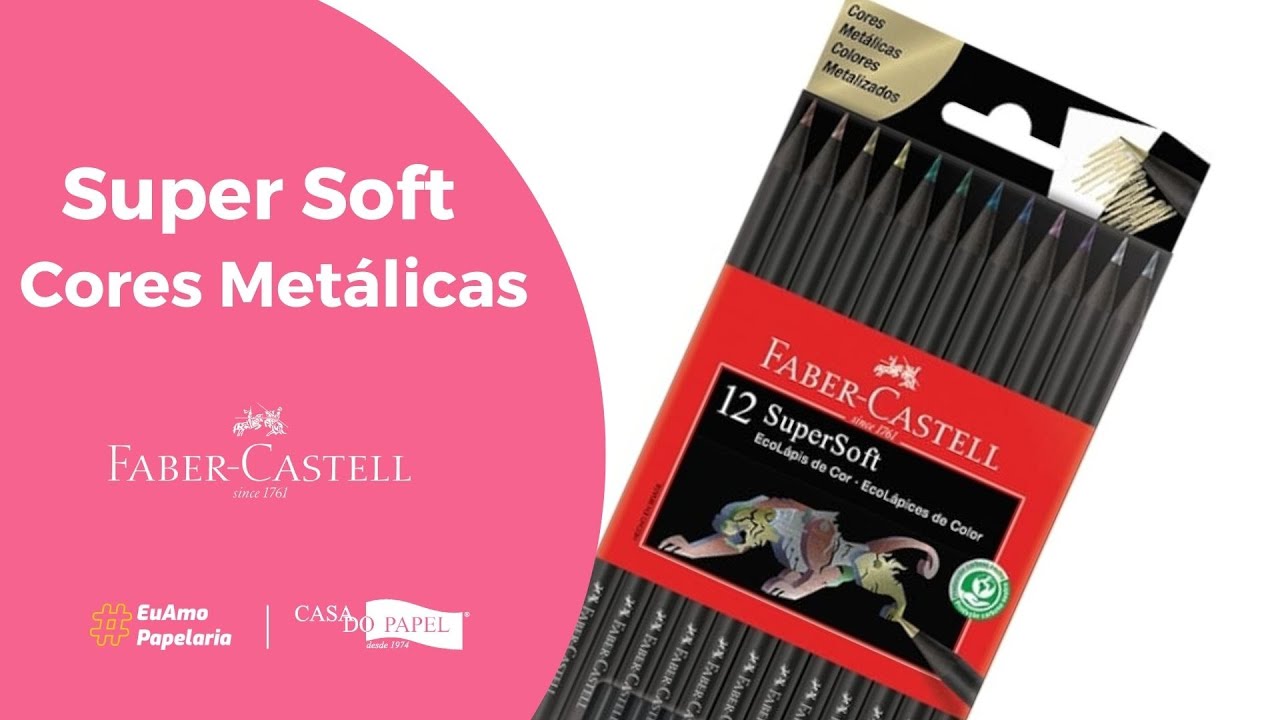 Conhe&ccedil;a a caixa se l&aacute;pis de cor Faber-Castell Super Soft Cores Met&aacute;licas