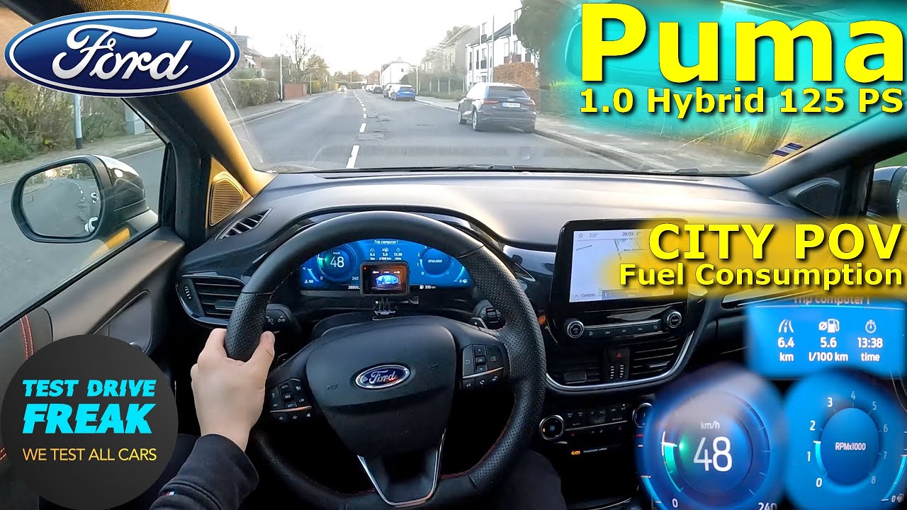 2023 Ford Puma 1.0 EcoBoost Hybrid 125 PS CITY POV DRIVE with Fuel Consumption