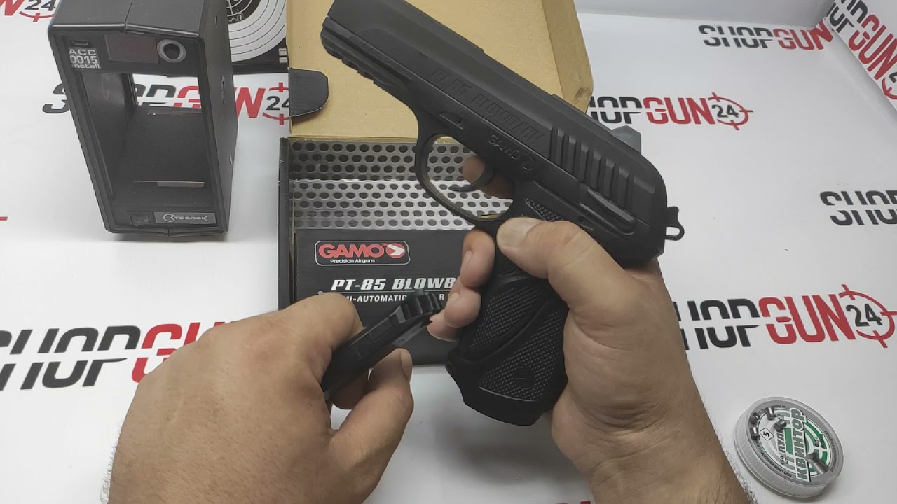 Пневматический пистолет Gamo PT-85 Blowback. Обзор. Отстрел на скорость вылета пульки.