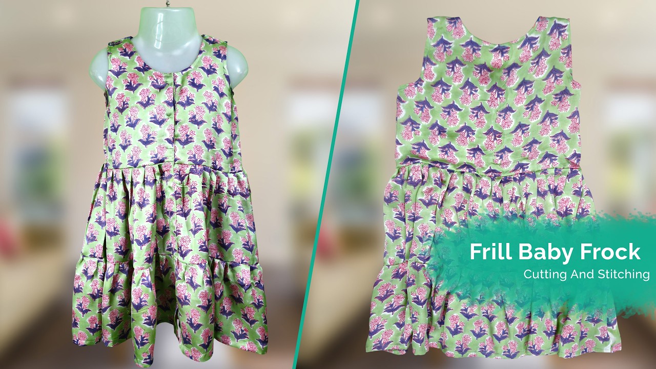 Frill baby frock cutting and stitching very easy | Layer frock design sewing