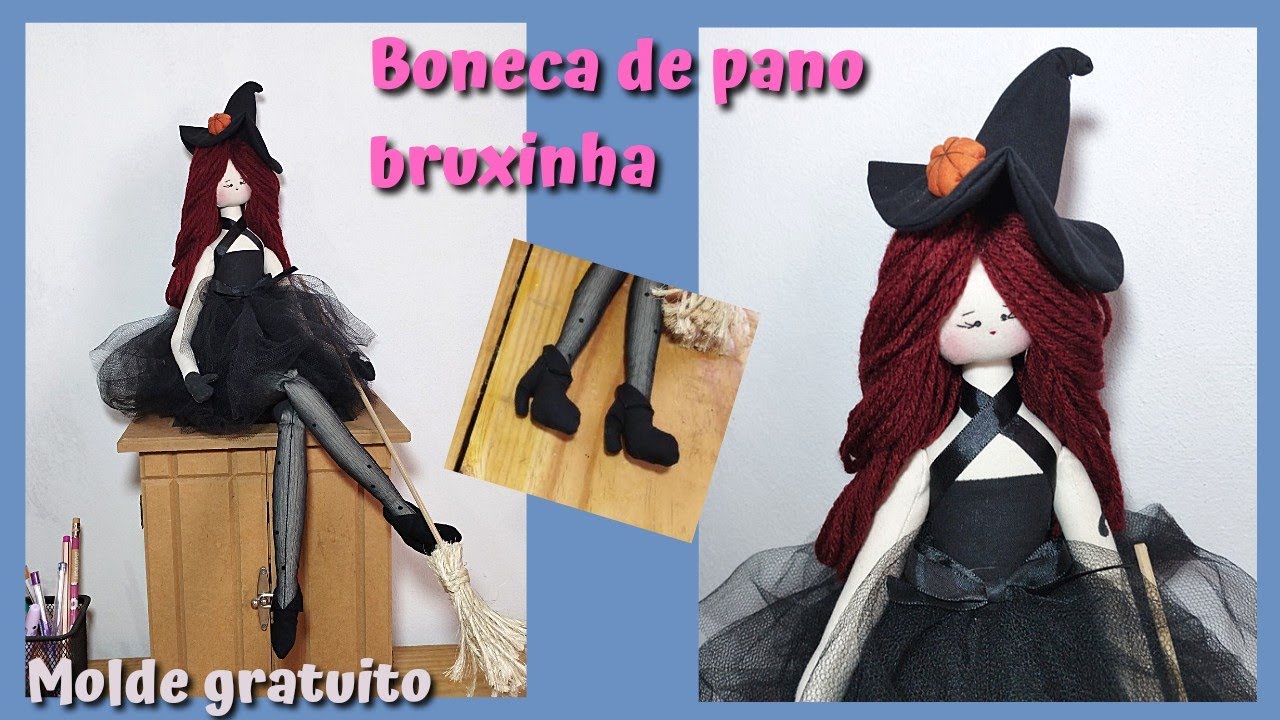 🔵 Boneca de pano bruxinha PARTE 1 / como fazer uma bruxinha super fofa