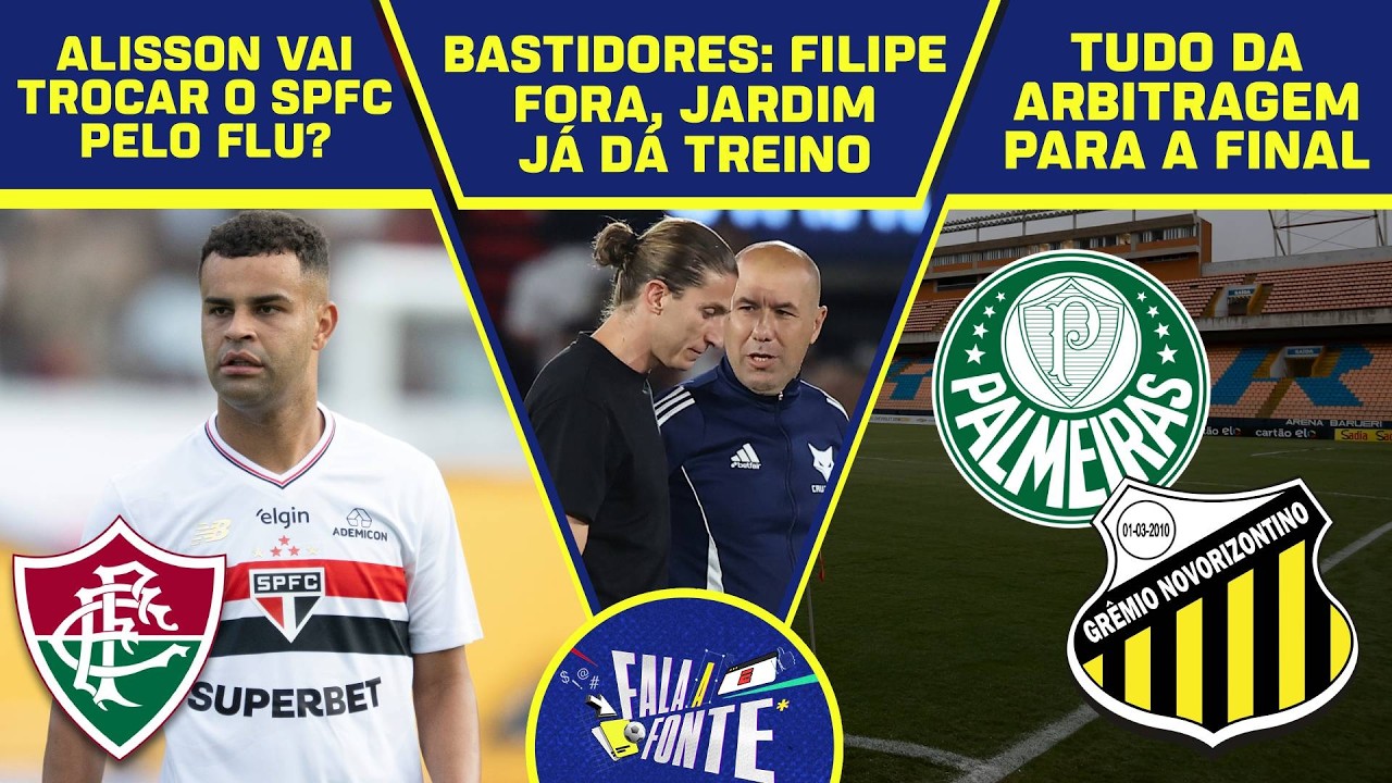 FLAMENGO: JARDIM CHEGA, FILIPE SAI; ALISSON NO FLU? APITO EM PALMEIRAS X NOVORIZONTINO NA FINAL
