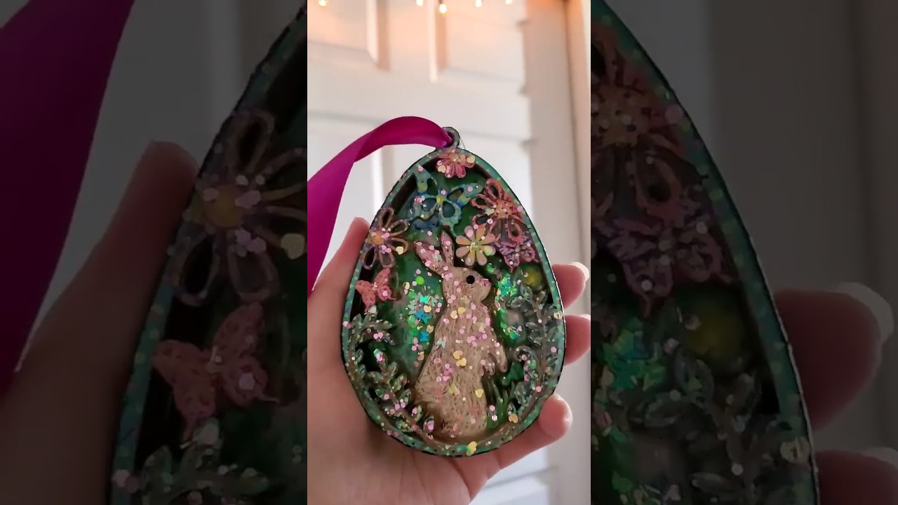 Hand-Painted Wooden Multi-layered Easter Egg Ornament 🐇#art #ornament #easteregg #easter