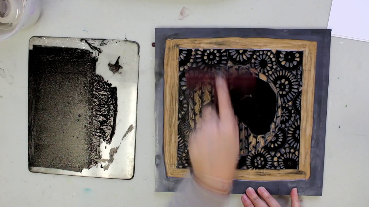 Hand printing a linocut