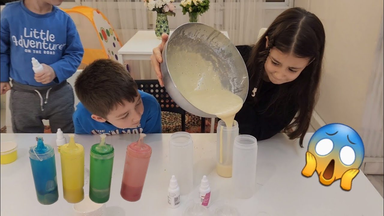 Eylül ve Poyraz Gökkuşağı Kek Yaptı Tufan Renkli Kekleri Çok Sevdi | fun kids video