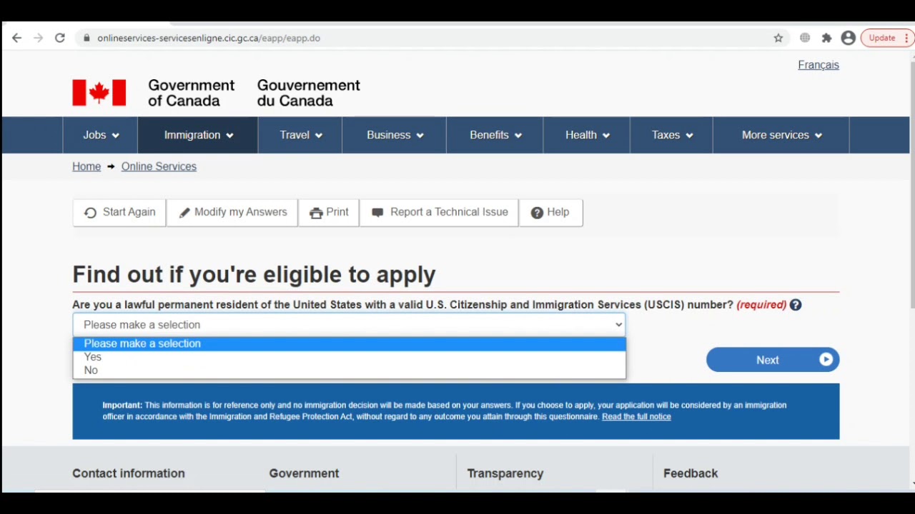 Canada tourist visa application - GCkey account create and online application filling