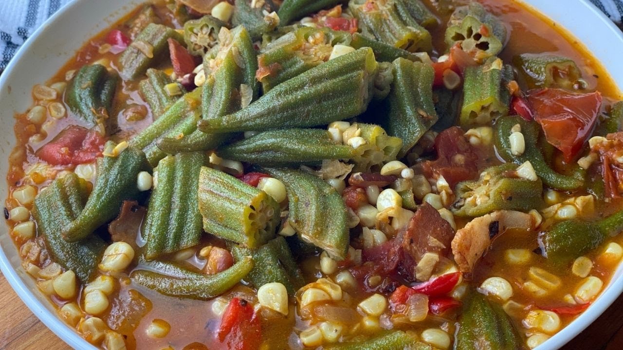 Бамия в южном стиле с тушеными помидорами и кукурузой! Как приготовить бамию простым способом!