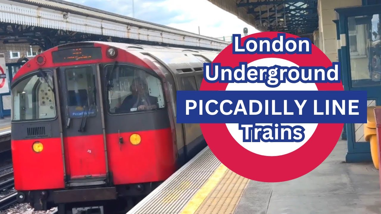 London Underground Piccadilly line trains speeding past Turnham Green station