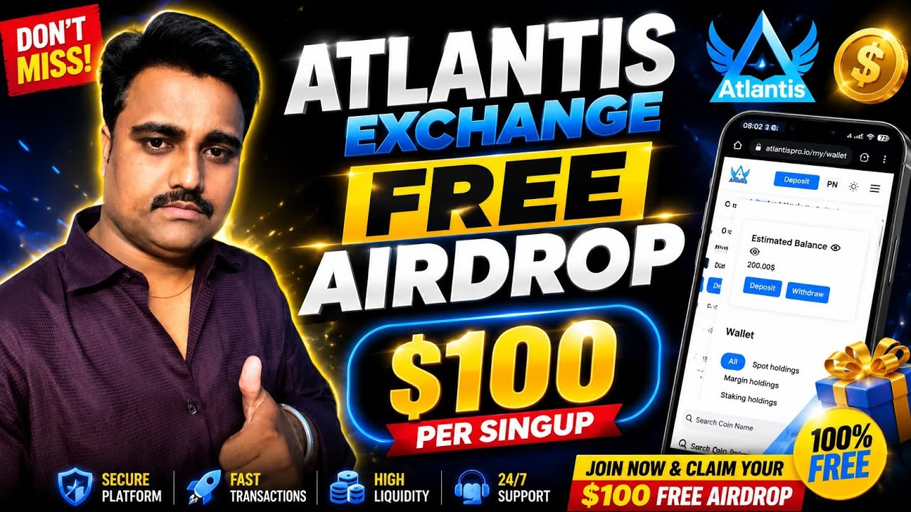 🚀 Atlantis Exchange Free Airdrop 2026 | Get $100 Free Bonus Instantly 💰 | Signup & Earn Now