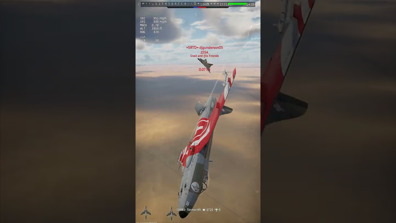 War Thunder Dogfight 59 - Hunter F.58 vs J35A #shorts