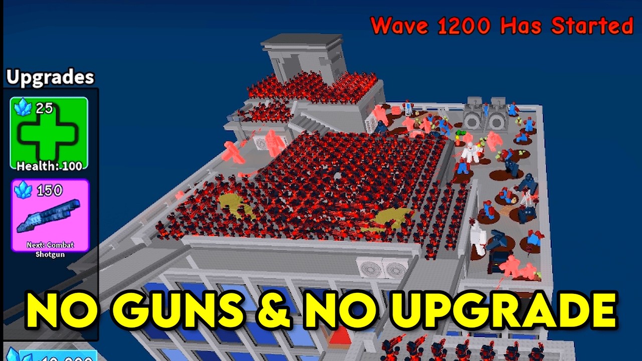 Surviving 1000 Waves With No Guns and Upgrades In Survive Zombie Arena | Roblox