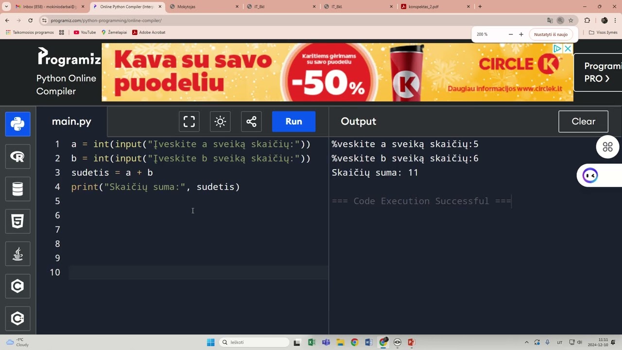 Aritmetiniai skaičiavimai su Python