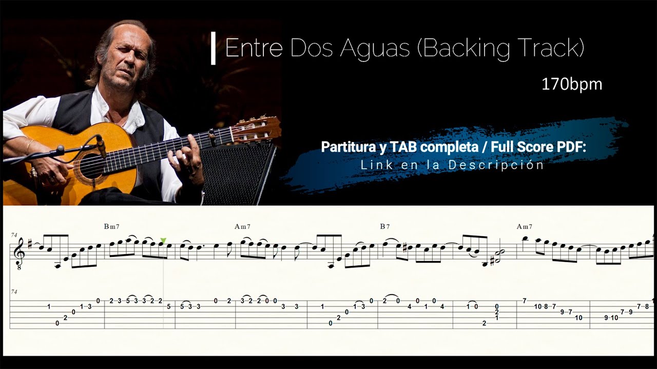 Entre Dos Aguas / BACKING TRACK (Base Instrumental) completo / Guía Partitura y TAB (PDF)