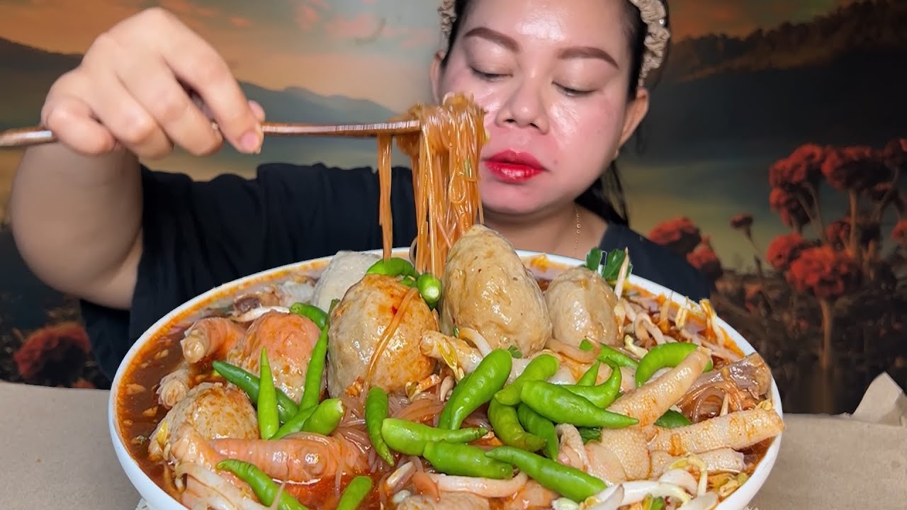 PEDAS NYA CABE RAWIT BAKSO URAT CEKER AYAM JUMBO CABE RAWIT MUKBANG