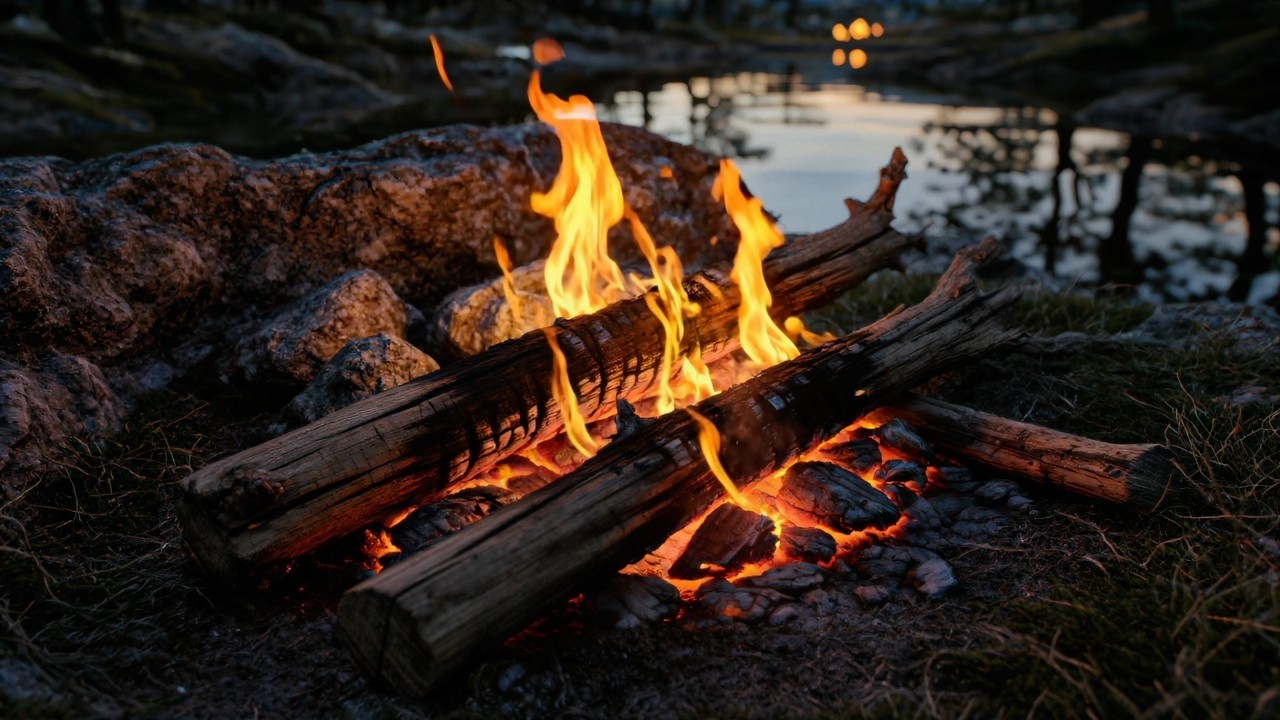 Fall Asleep in Minutes 🔥 10 Hours of Crackling Campfire by the Water