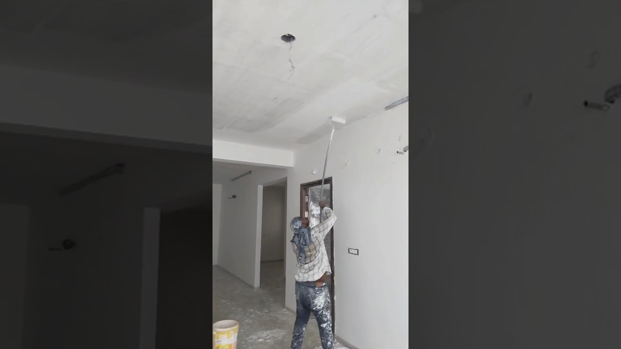 Ceiling Primer Coating with Long Rod 🎯 | Super Smooth Finish | Roller Application