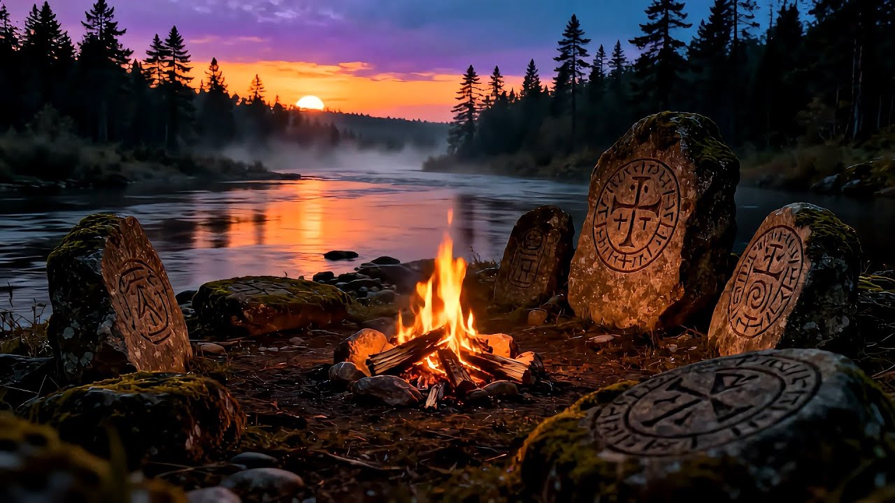 You’re Sitting by a Quiet Campfire 🔥 A Calm Evening by the River