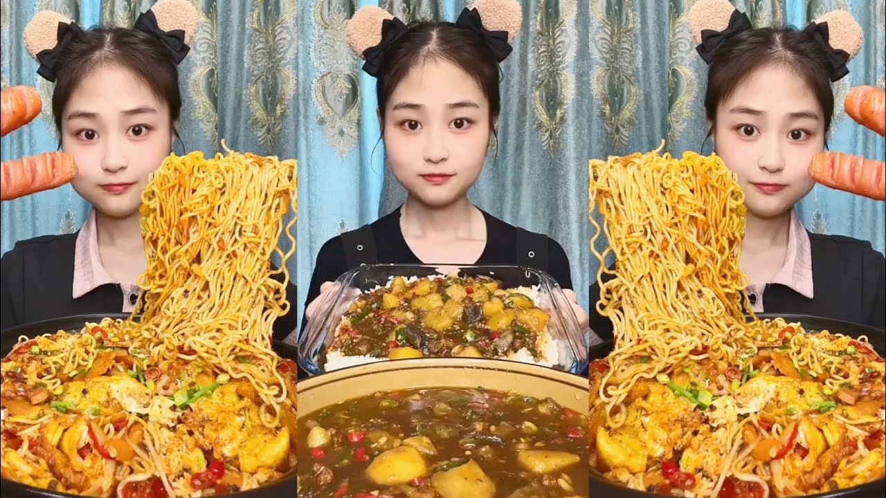 ASMR CHINESE FOOD MUKBANG EATING SOUNDS | 매운틈새라면 먹방 | 중국라면 먹방 | 삼겹살쌈밥 먹방 | 중국먹방/비빔밥먹방/쌈밥카레 | 중국음식 먹방