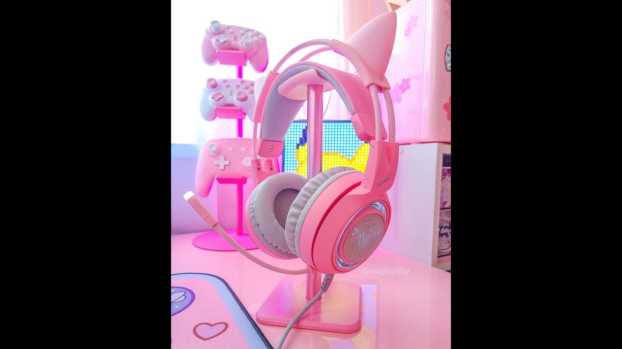UNBOX SOMIC G951 PINK CAT EAR GAMING HEADSET #Shorts