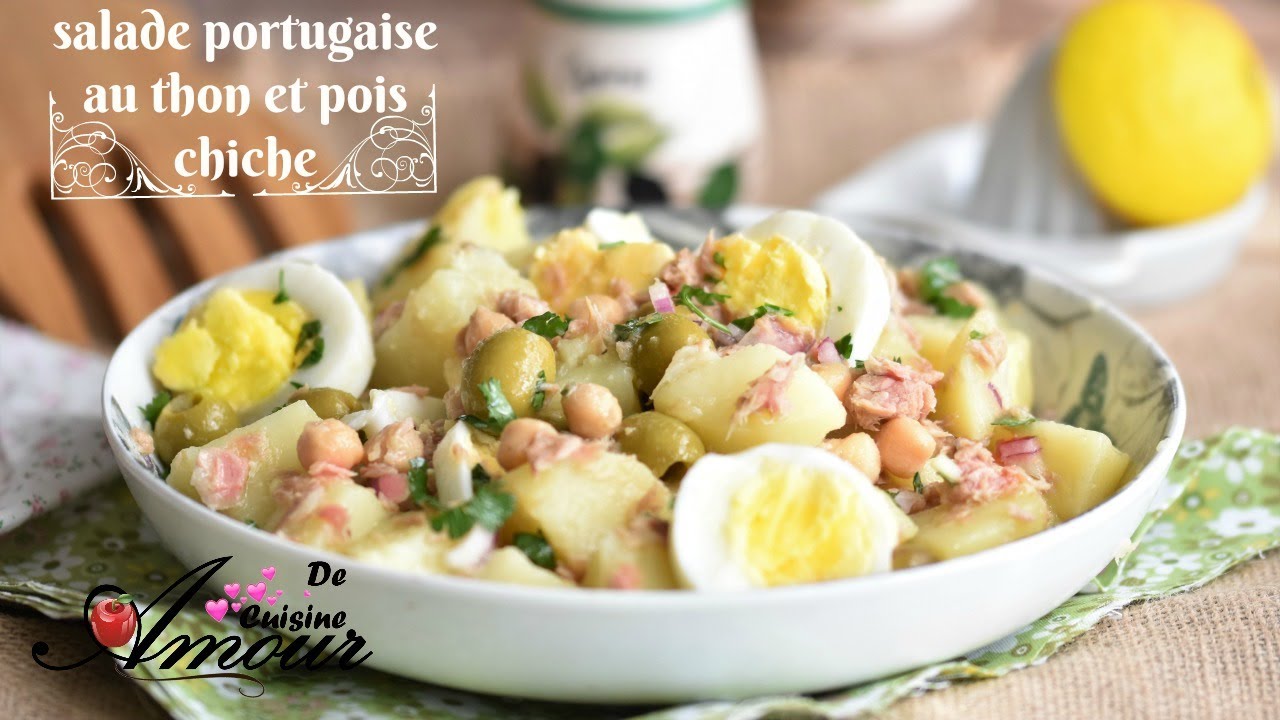 salade portugaise à la pomme de terre thon et pois chiche, salade composée
