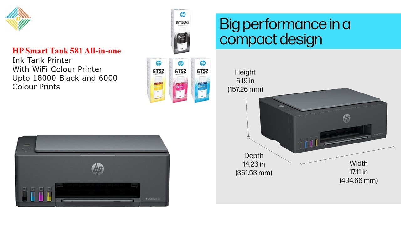 HP Smart Tank 581 All-in-one WiFi Colour Printer I Best Printer For Small Business And Home Office