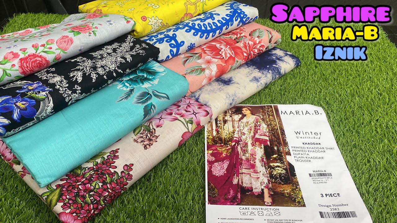 Sapphire , Maria.B , Iznik Hit Codes 2025 | Unstitch Printed khadder 3Pc Winter Collection 