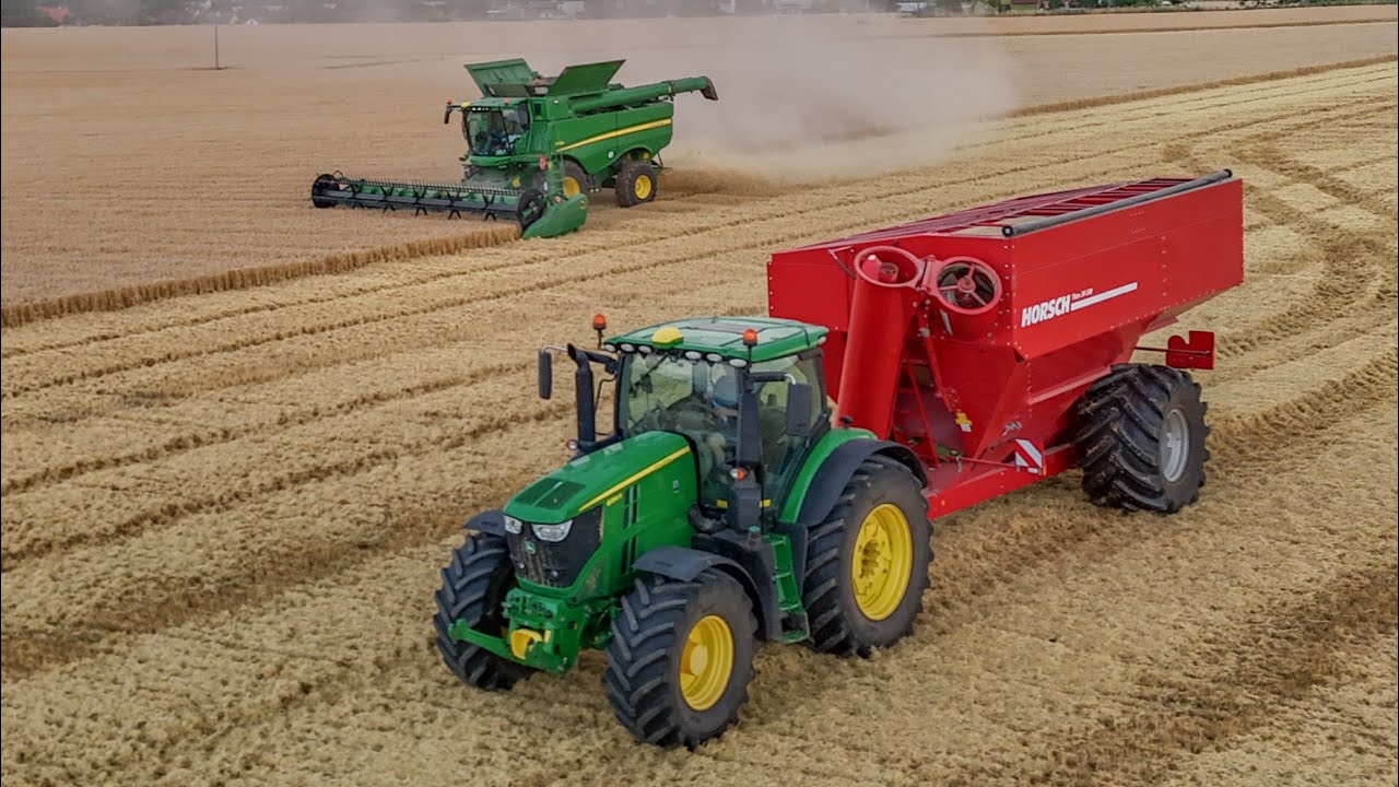 John Deere 6250R & HORSCH Titan 34 UW |První Sklizeň ječmene 2025 |John Deere S770 |Žně 2025