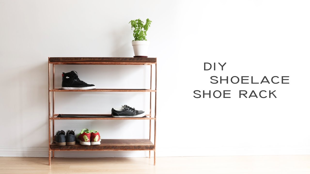 DIY Copper + Walnut Shoe Rack