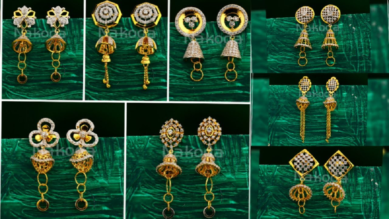 Latest Light Weight Long gold Earrings Designs With Weight l gold earrings designs....