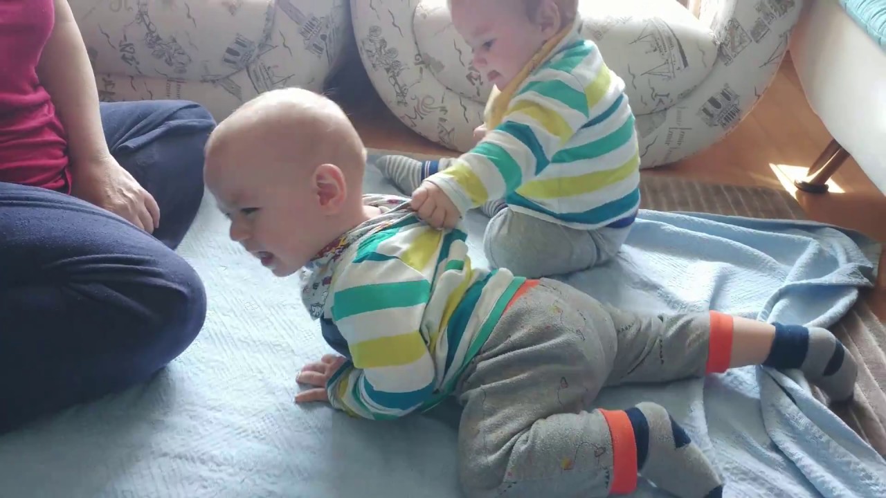 Twin boys playing with Boxing