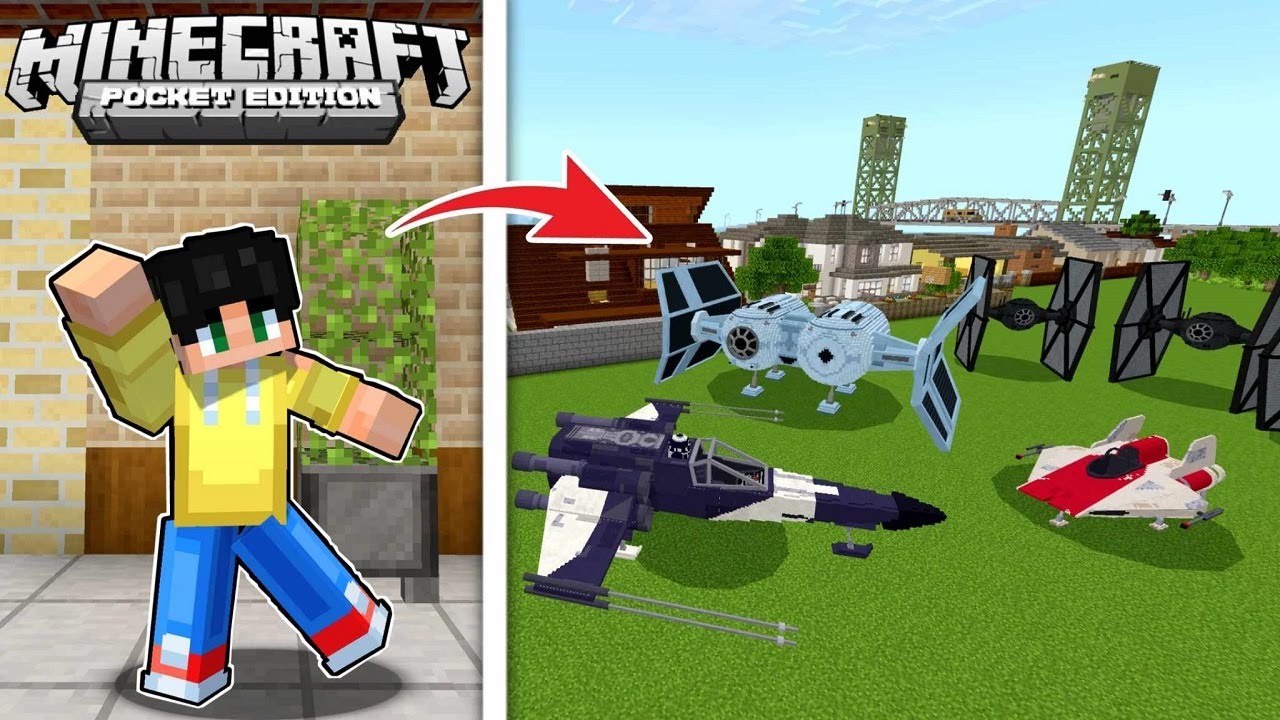 KINUHA NAMIN ang STAR WARS Kotse BATTLESHIP sa Minecraft PE