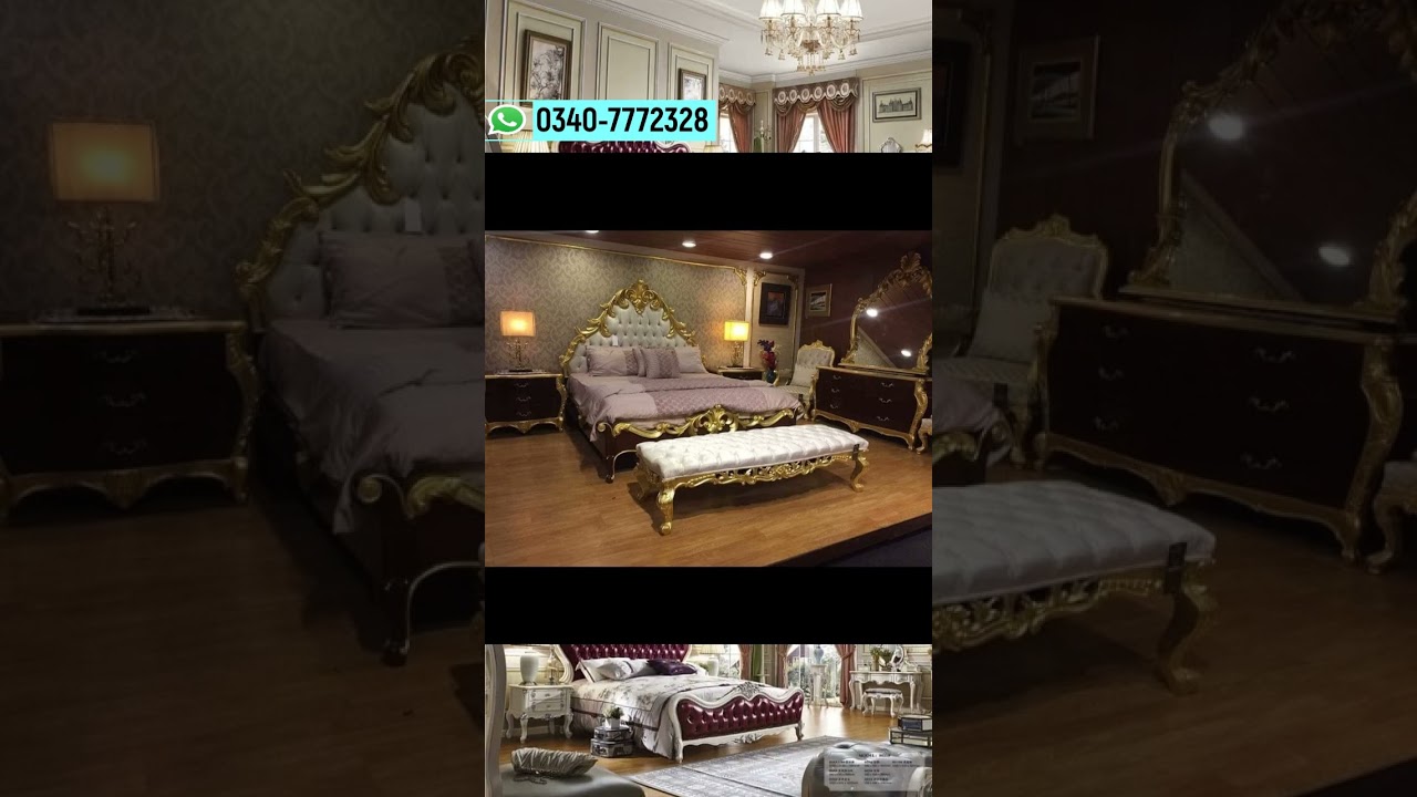 Wooden Chinioti Bed Set Design 2025 | Luxury Furniture Ideas #shorts