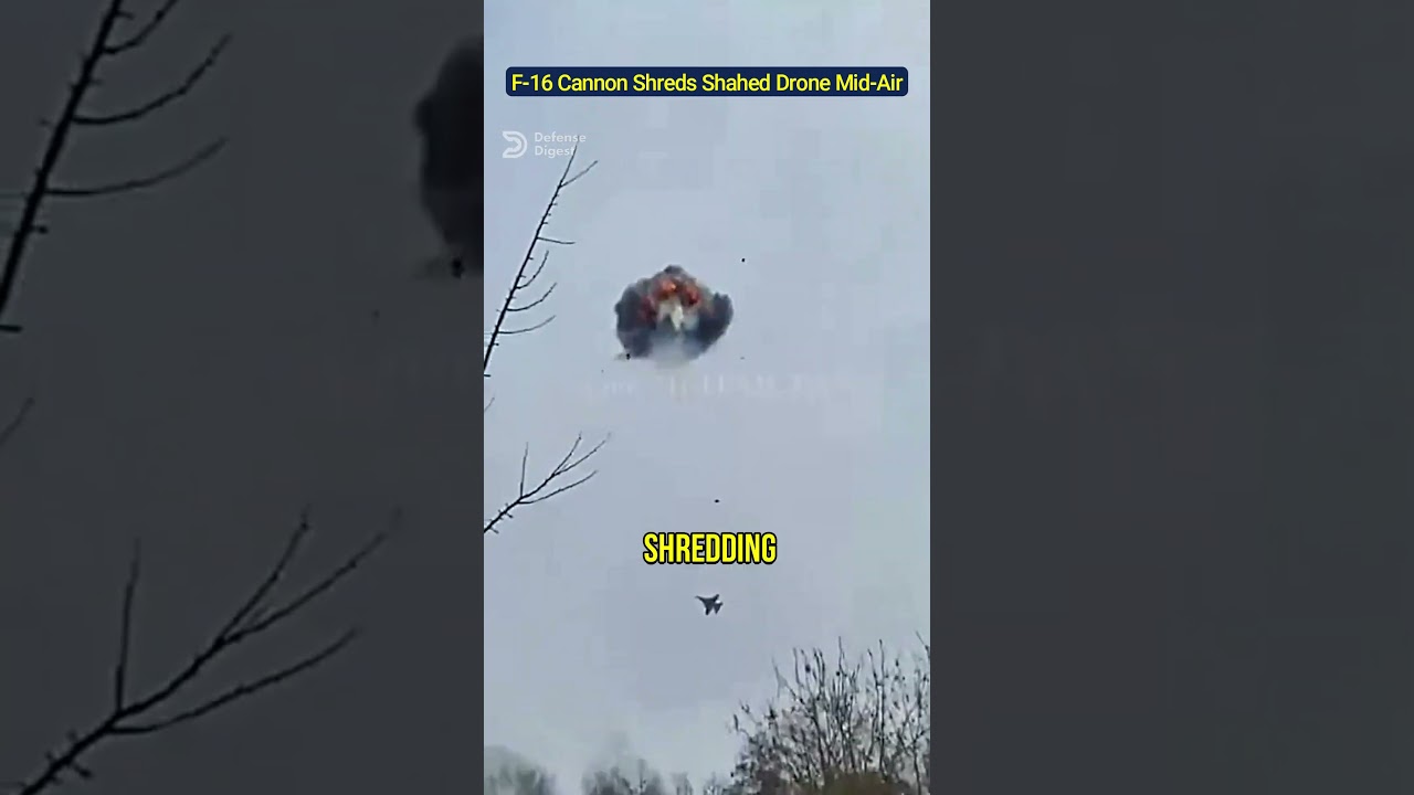 F-16 Cannon Shreds Shahed Drone Mid Air!