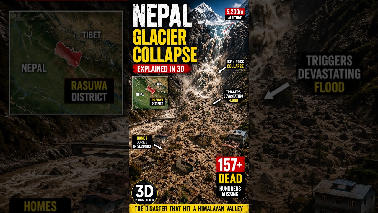 Nepal&rsquo;s Glacier Collapse &mdash; How a Wall of Mud Buried an Entire Valley | 3D Explained