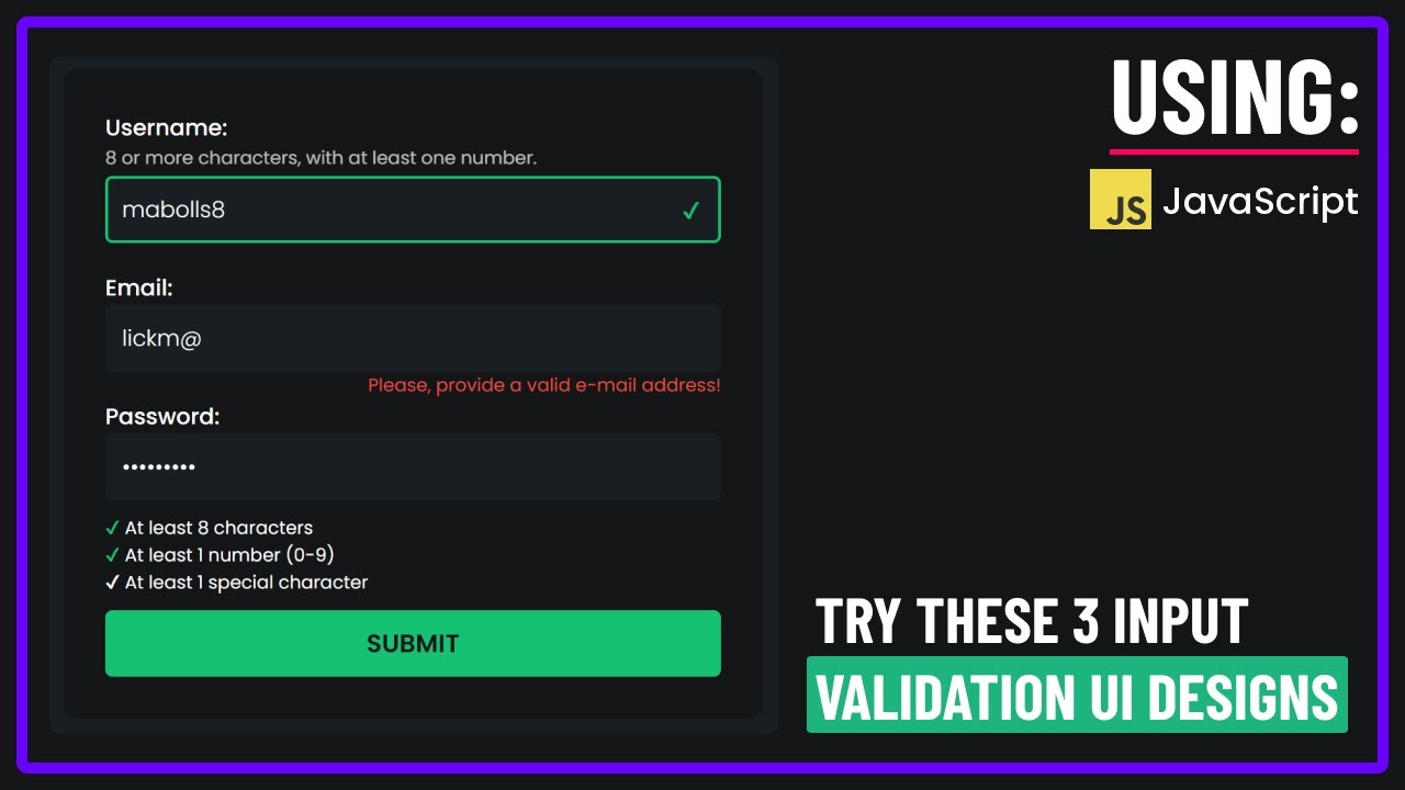 3 Creative And Easy Form Validation Designs with JavaScript & HTML/CSS