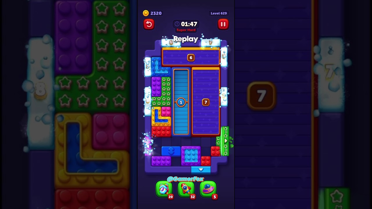 Block Out! Hard Level 629 Solution Walkthrough 