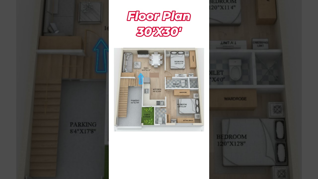 30 X 30 HOUSE PLAN, 30 BY 30 HOME PLAN#shorts #homedesign #gharkanaksha #trendingshorts #housedesign