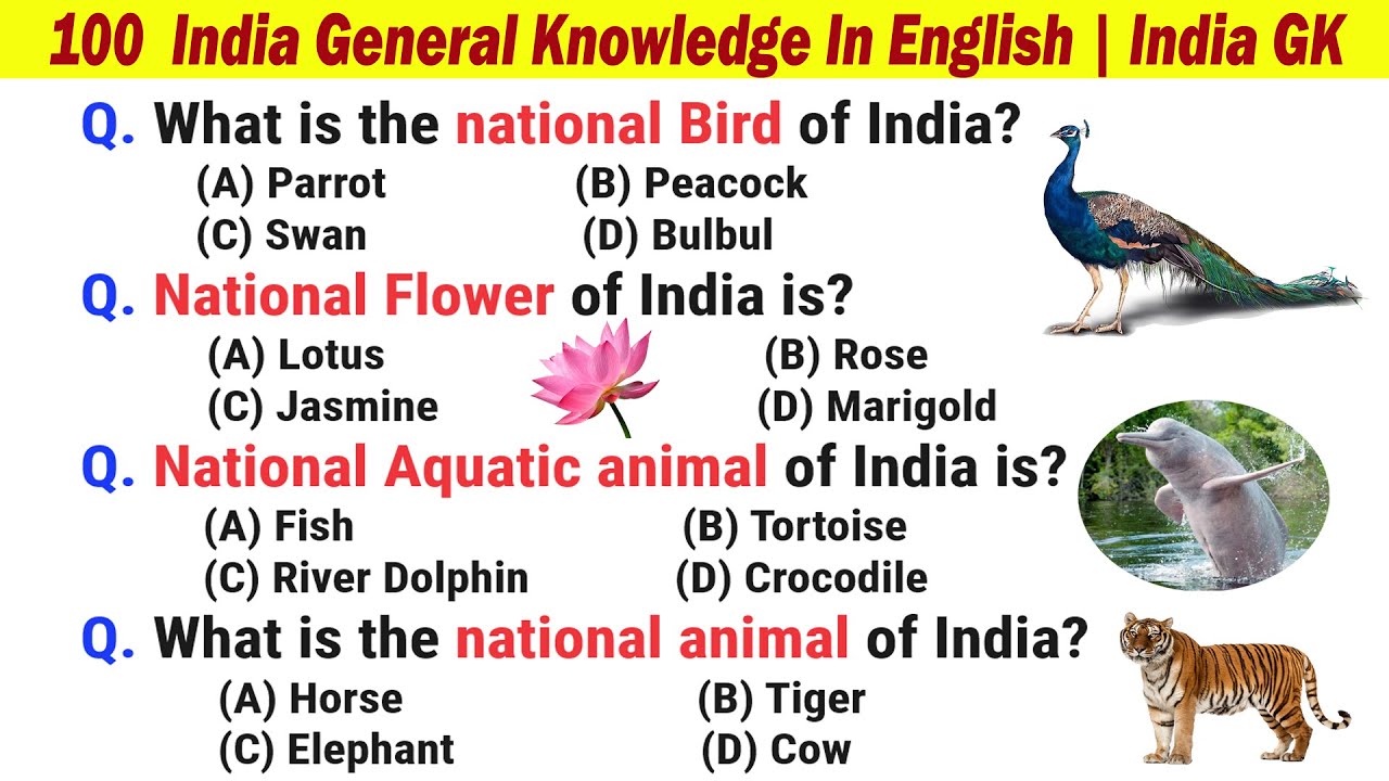 100 India General Knowledge | India General Knowledge In English | India GK Questions In English -1