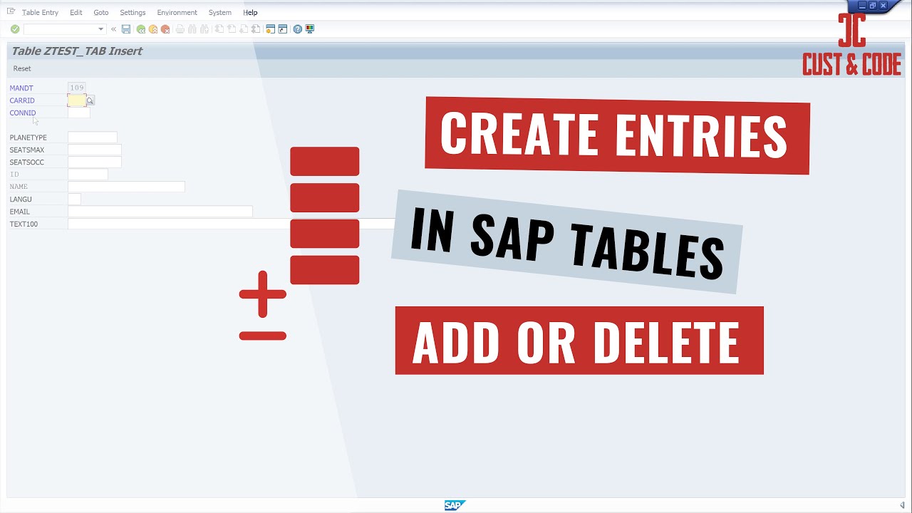 Create Table Entries in SAP - Add or Delete [english]